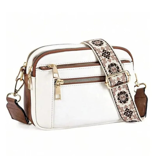 Retro Multifunctional Shoulder Bag Zipper Adjustable Strap Crossbody Bag Small Square Bag