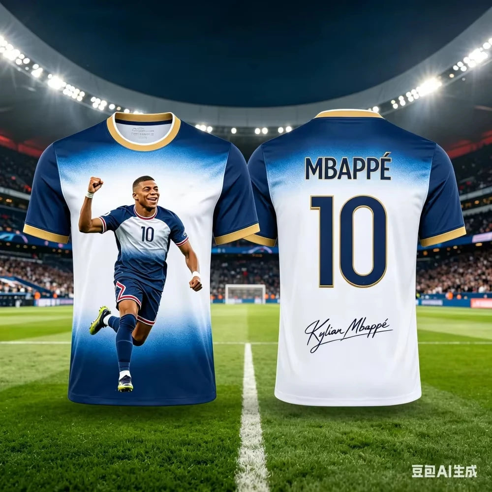 Mbapp 3D Printed Soccer T Shirt Family Set for Adults Kids Quick Dry for Outdoor Sports Fitness Training Daily Casual