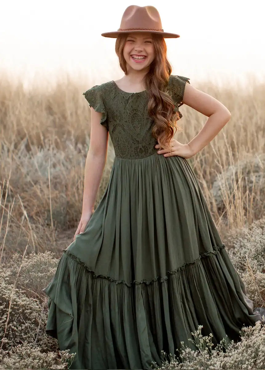 3-14 years Girls Lace Bohemia Long Dresses
