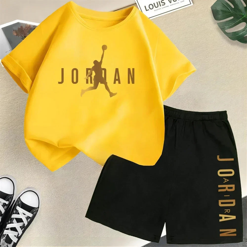 Summer Short Sleeve Children Set Slam Dunk Master Pattern Print Sports T-shirt+Shorts 2pcs Set Kids Boys Girls Fashion Tracksuit
