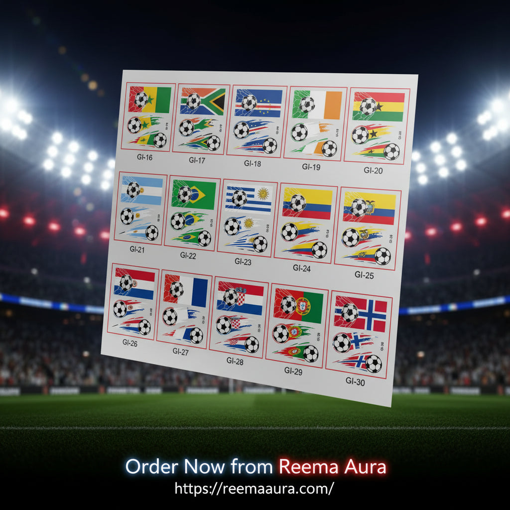 Soccer Fan National Flag Face Tattoo Stickers - ملصقات وشم مؤقتة بأعلام الدول لمشجعي كرة القدم