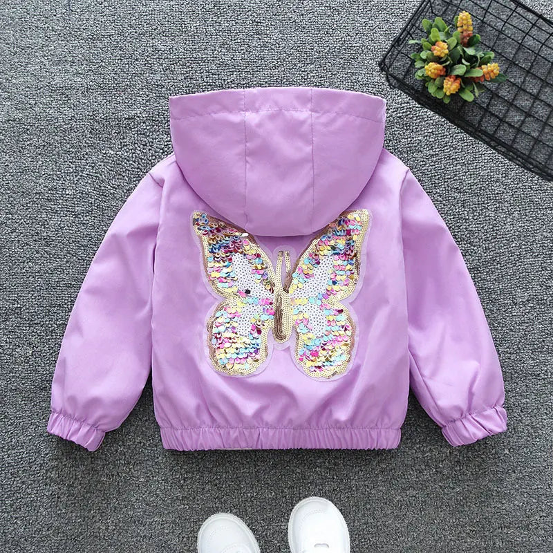 3 - 10 - Year - Old Girls' Spring - Autumn Outerwear: Jackets Featuring Adorable Butterfly Motifs