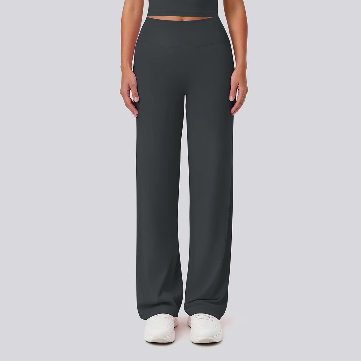 Rooftrellen Women's Sports Pants Bell-bottoms High Waisted Gym Loose Wide Leg Pants Solid Color Thin Fitness Sports Female Pants