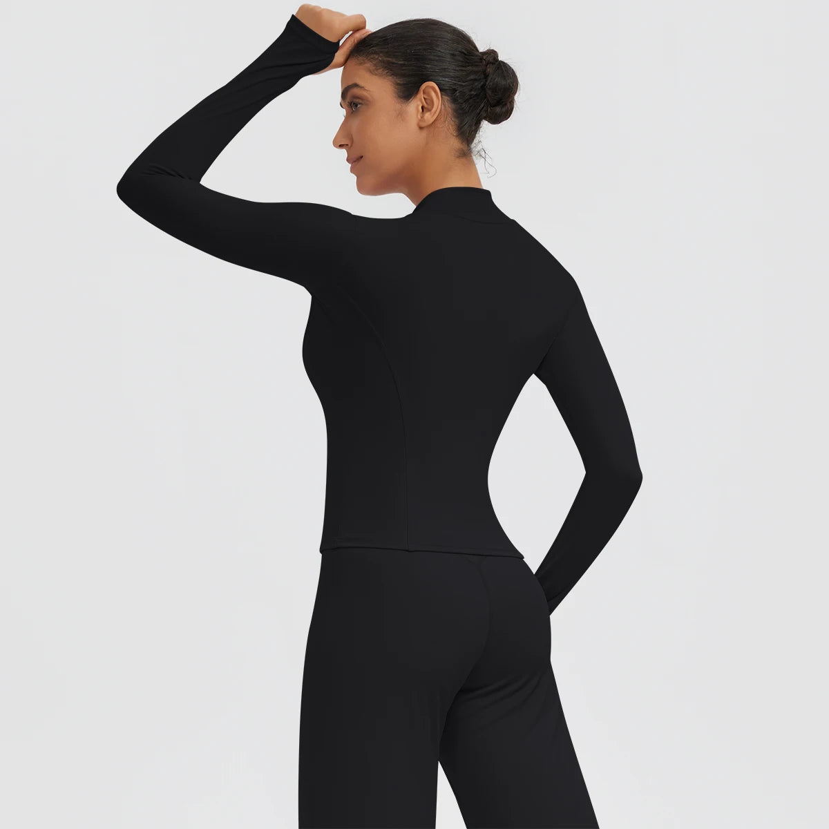 New Women's Stand-Up Collar Yoga Jacket Summer Fitness Sports Solid Color Workout Top Yoga Zipper Long Sleeves Sports Top Coat