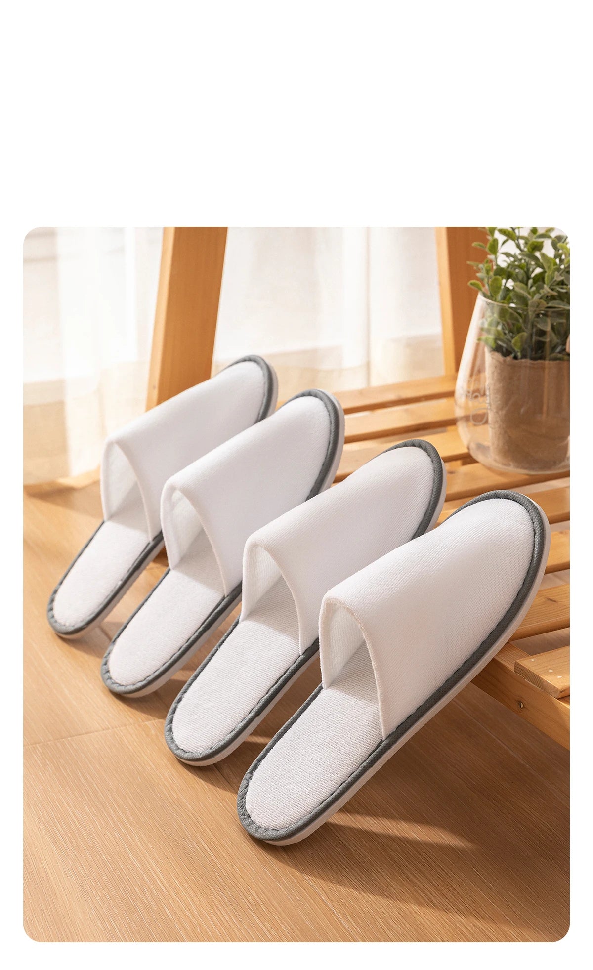 5-Pack Disposable Hotel Slippers – White, Closed-Toe, Non-Slip Bathroom Use | طقم 5 شباشب فندقية للاستعمال مرة واحدة – بيضاء، مغلقة من الأمام، مانعة للانزلاق