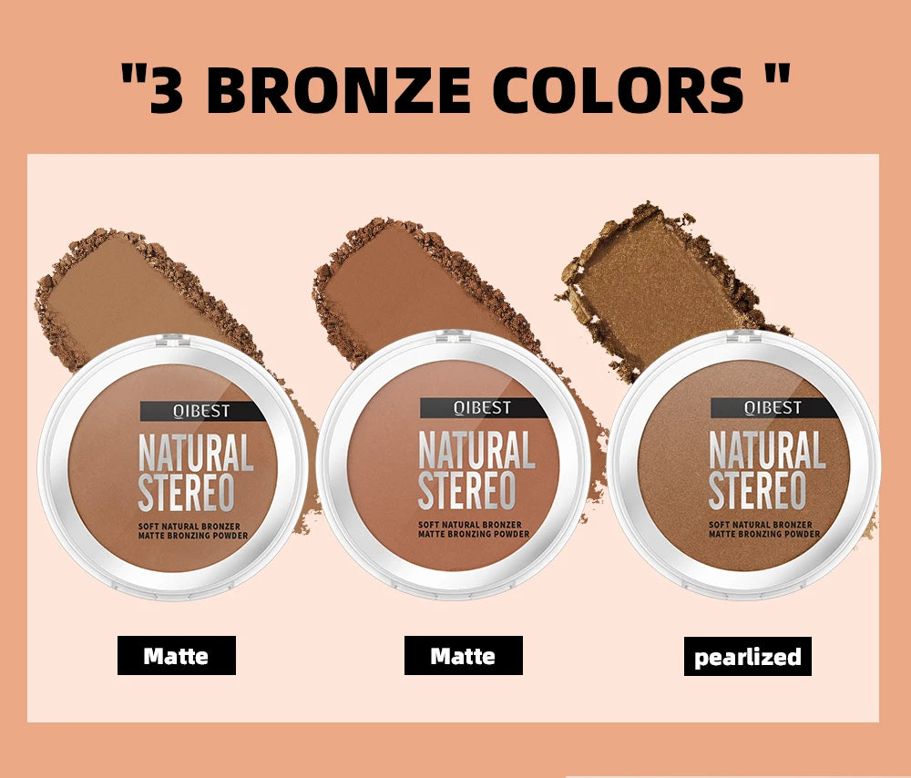 QIBEST Face Bronzer Makeup Contour Shading Powder Trimming Powder Cosmetic Face Concealer Highlighter Bronzer Palette For Women