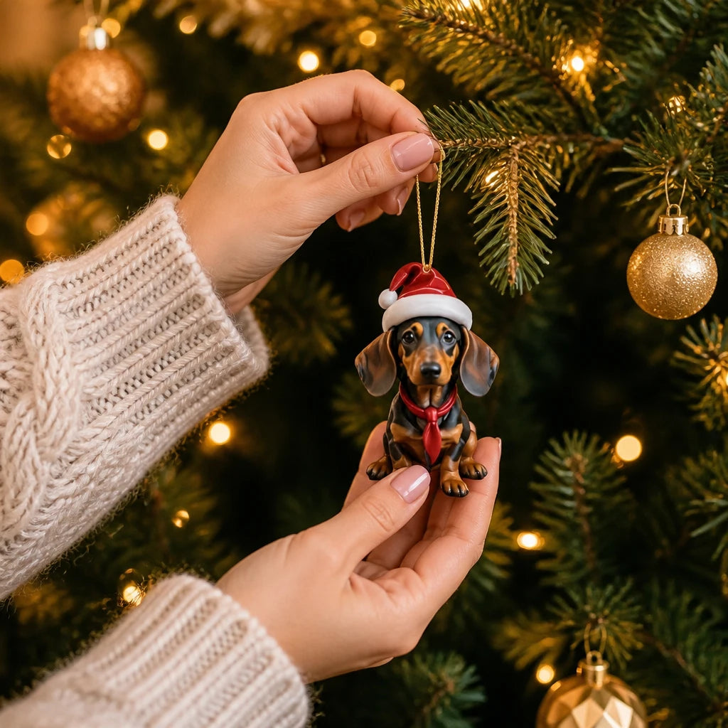 5/10PCS Adorable Sausage Dog Christmas Hanging Ornaments, Xmas Tree Decoration, Holiday Souvenir Gift for Dachshund Pet Parents