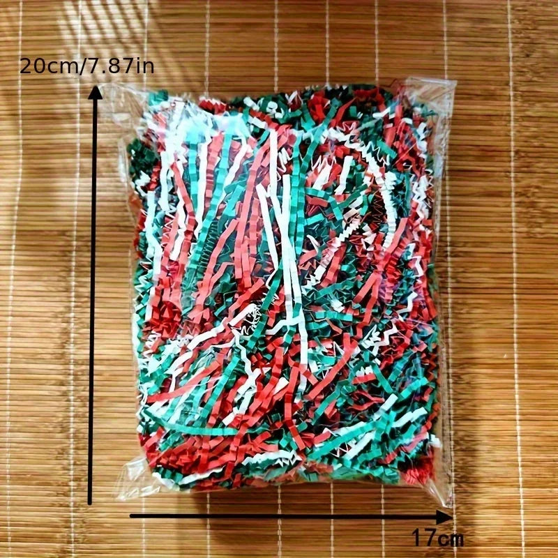 Christmas Shredded Paper Crinkle Filler, Red Green Kraft Raffia Paper, Gift Box Basket Filling for Xmas Holiday Gift Packaging