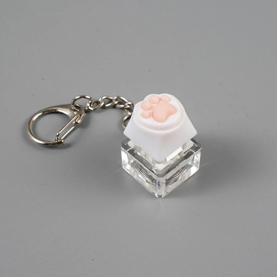 ZAKOL 1/4 Key Silicone Cat Paw Keyboard Keychain LED Light - Stress Anxiety Relief Fidget Toy Creative Backpack Charm Pendant