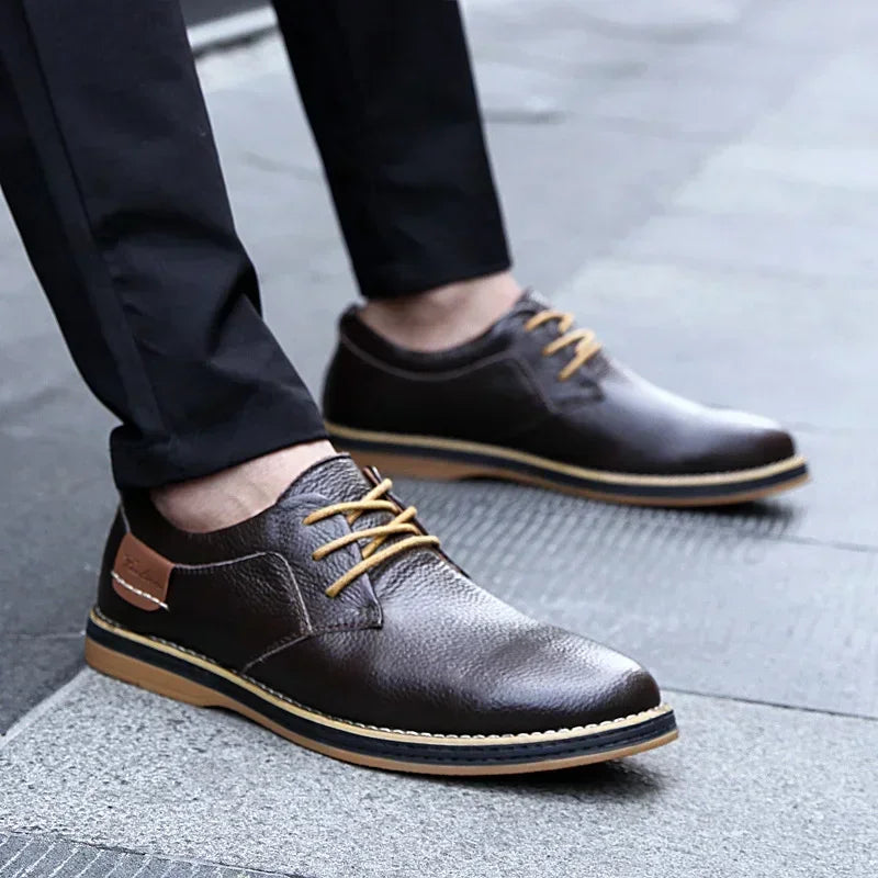 Men’s Genuine Leather Oxford Shoes – Casual Lace-Up Cow Leather (Zapatos Hombre)