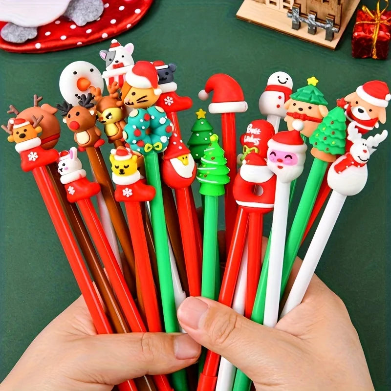 12pcs Christmas Neutral Pens,Office and School Writing Tools,Student Gift Giving,Diverse Styles, Party & Holiday DIY Decorations