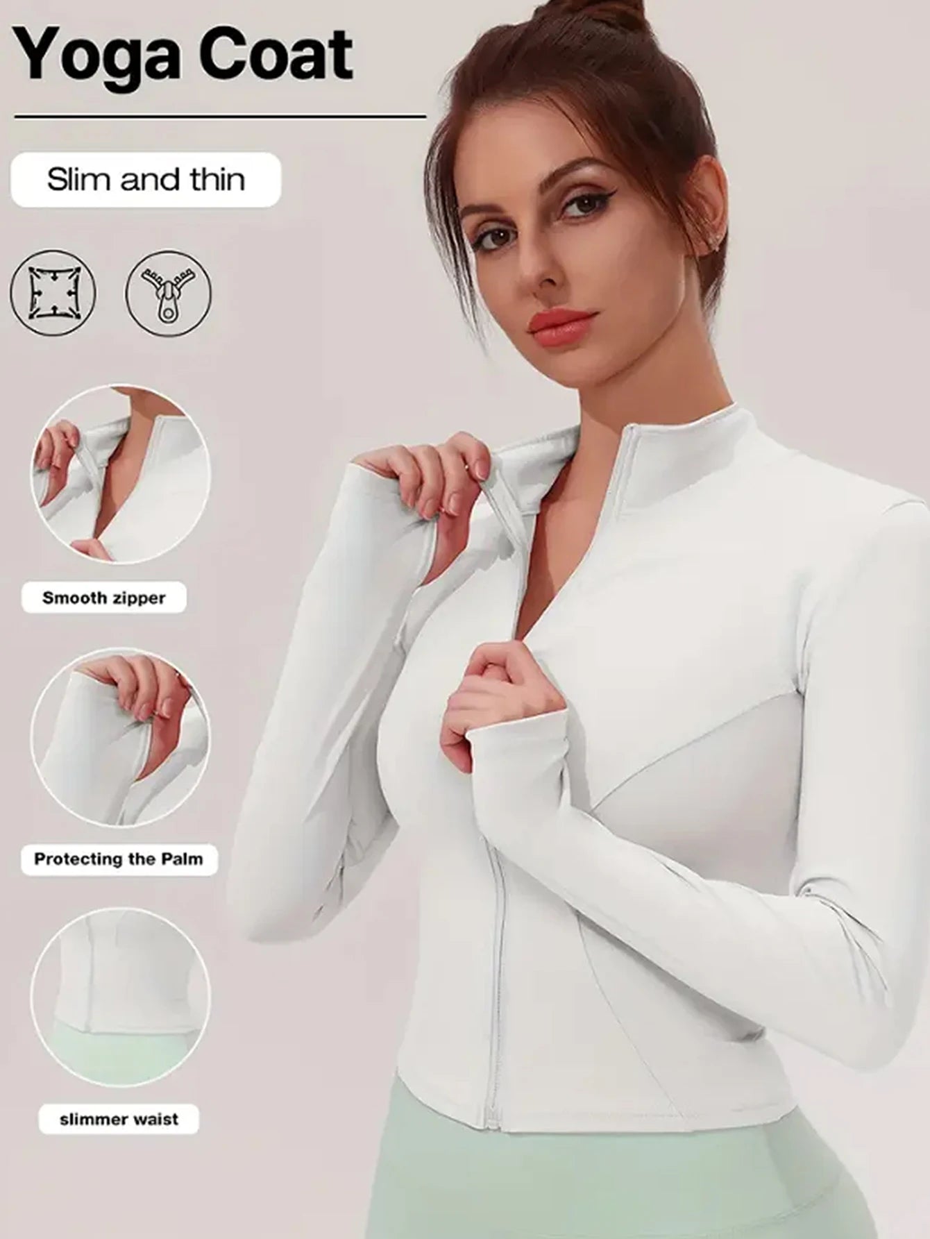 Women’s Zip-Up Quick-Dry Fitness Jacket – Stand Collar