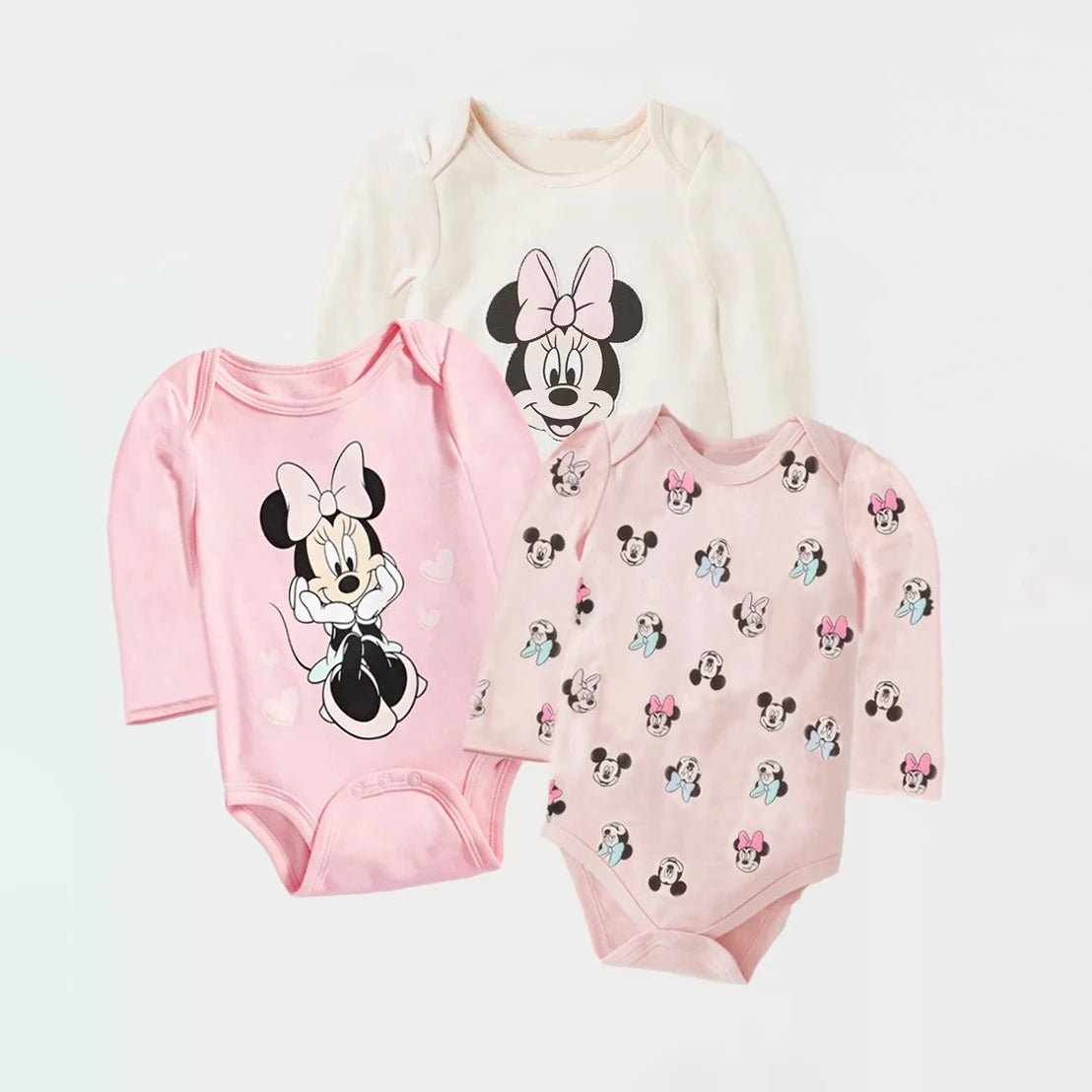 3PCS Baby Mickey Mouse Cotton Rompers – Soft & Cute