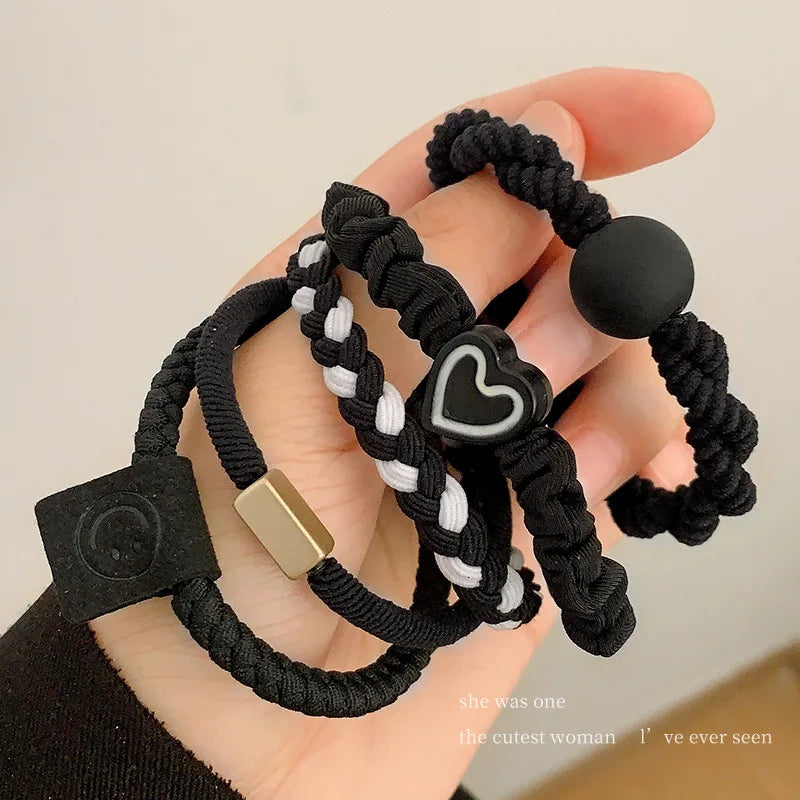 10PCS Women's Hair Ring Set: High Elasticity Leather Band, Simple Temperament, Durable New Style for High Ponytail