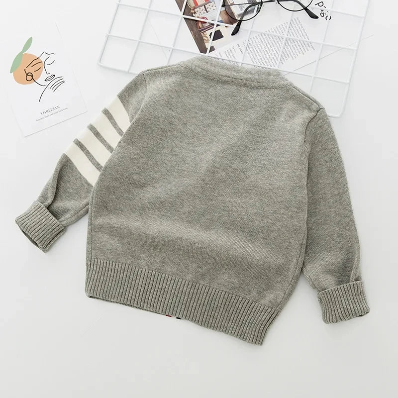 Children's Korean sweater boys Spring Autumn striped pure cotton cardigan 1-7Y