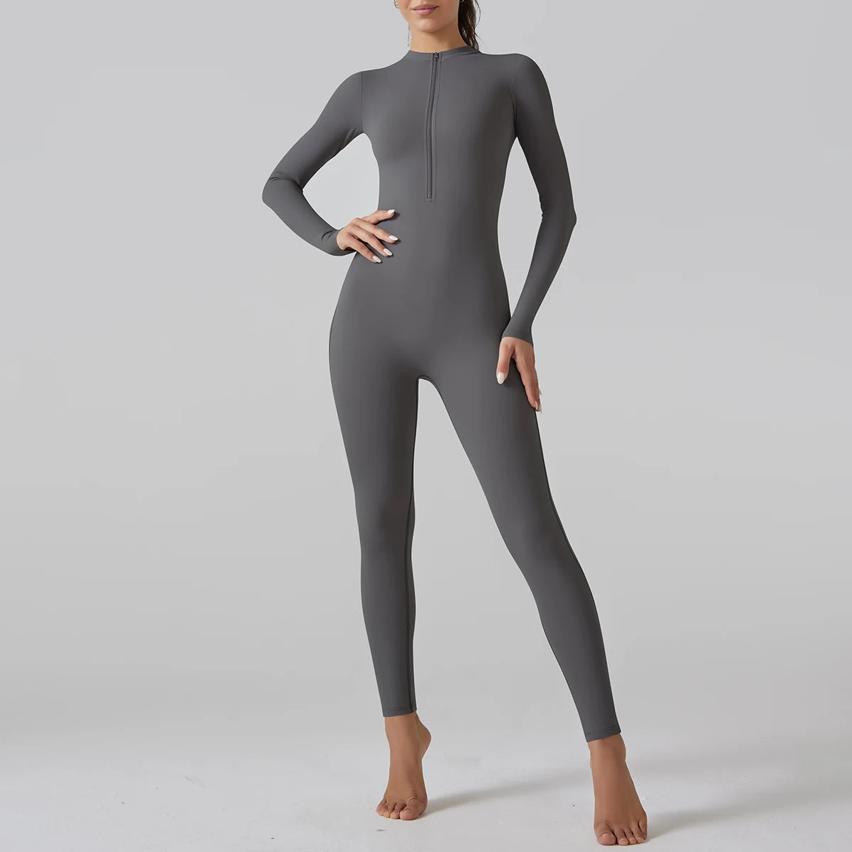 Yoga Set Women's Jumpsuits One-Piece Suit Leggings Zipper Long Sleeve Gym Push Up Workout Clothes Fitness Bodysuit Sportswear