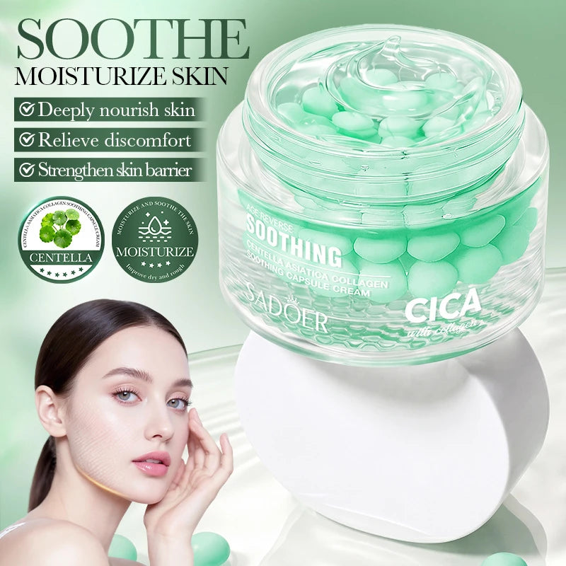 Collagen Asiatica Capsule Face Cream 60g PDRN Vitamin C Niacinamide Glow Plump Skin Cream Soothing And Hydrating Daily Skincare