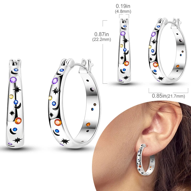 925 Sterling Silver Hoop Earrings with Zircon