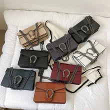 Women's Crocodile Embossed Square Shoulder Bag – Elegant & Trendy for Daily Use | حقيبة كتف نسائية بنقشة جلد التمساح – أنيقة وعصرية للاستخدام اليومي