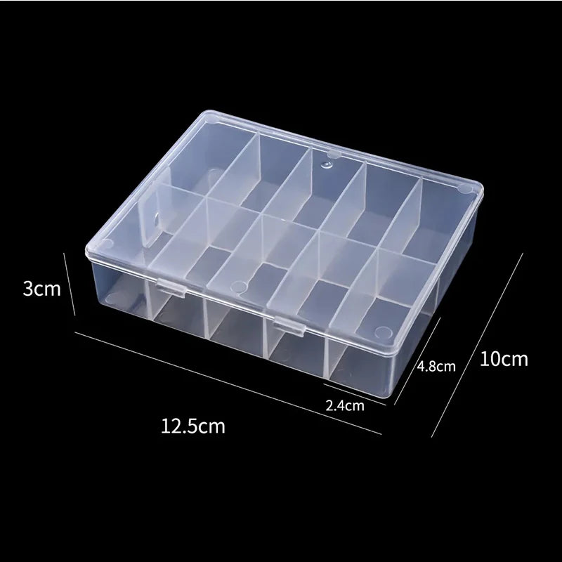 10 Grids Transparent Nail Art Storage Box علبة تخزين شفافة متعددة الأقسام لمستلزمات الأظافر – 10 خانات
