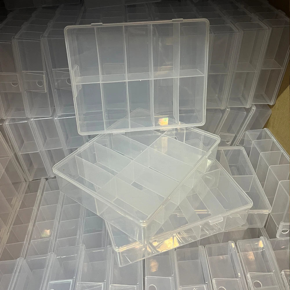 10 Grids Transparent Nail Art Storage Box علبة تخزين شفافة متعددة الأقسام لمستلزمات الأظافر – 10 خانات