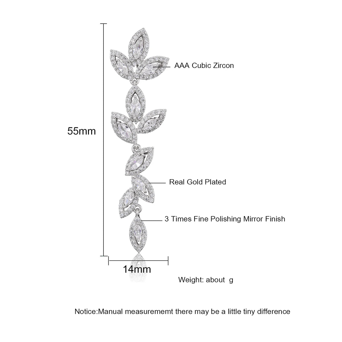 Luxury Polish Best Selling Leaf CZ Long Drop Earrings for Women Elegant AAA Zircon Bridal Earring  Wedding Party Jewelry