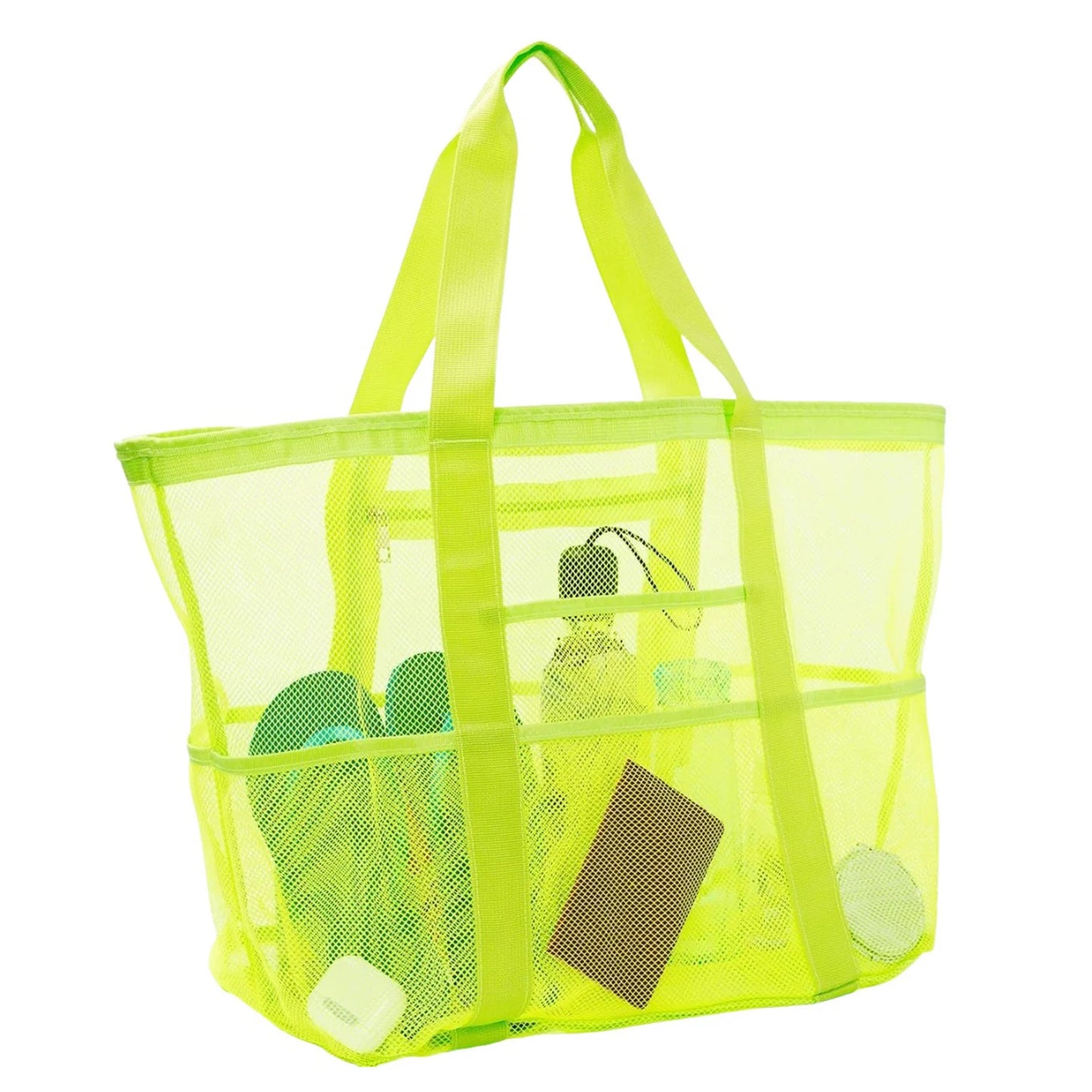 Mesh Beach Bags Beach Tote Bag With Multi Pockets Large Capacity Travel Tote Handbag Swim Pool Bag Multifunctional Storage Bag