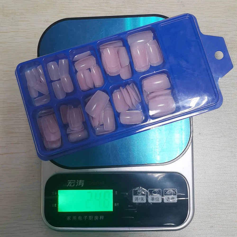 100/120Pcs Pink White Medium Square False Nails Acrylic Full Cover Ballerina Fake Nails DIY Manicure Extension Press On Nails