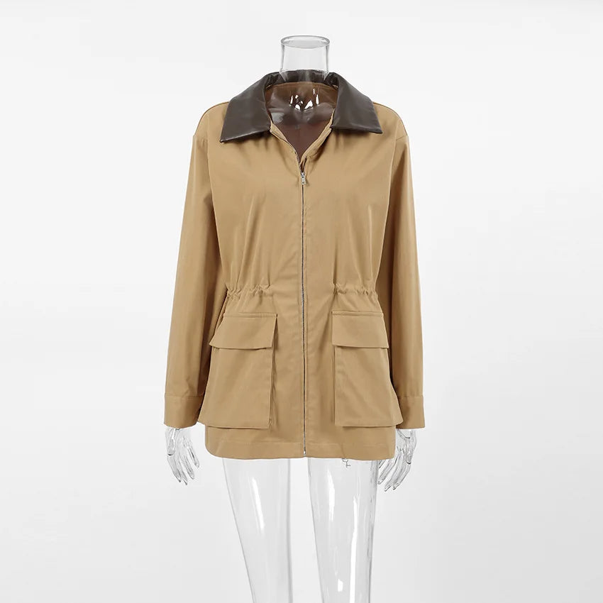 Women's Oversized Trench Coat Fashion Lapel Warm Long Sleeves Wide Shoulder Windbreaker Jacket 2026 Autumn Winter Streetwear