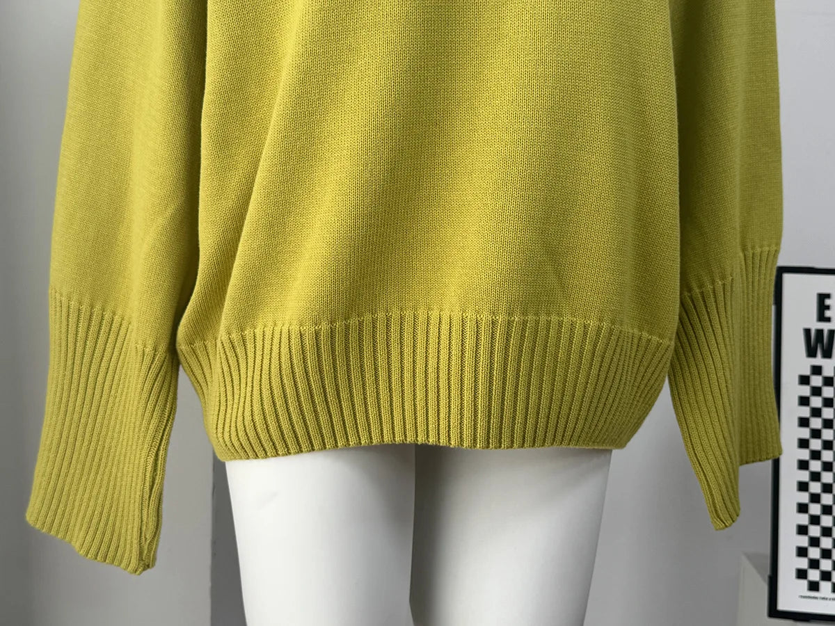 Women's Casual Solid Cotton Pullovers O-Neck Long Sleeve Warm Loose Knitted Top Female Autumn Winter Basic Soft Sweater