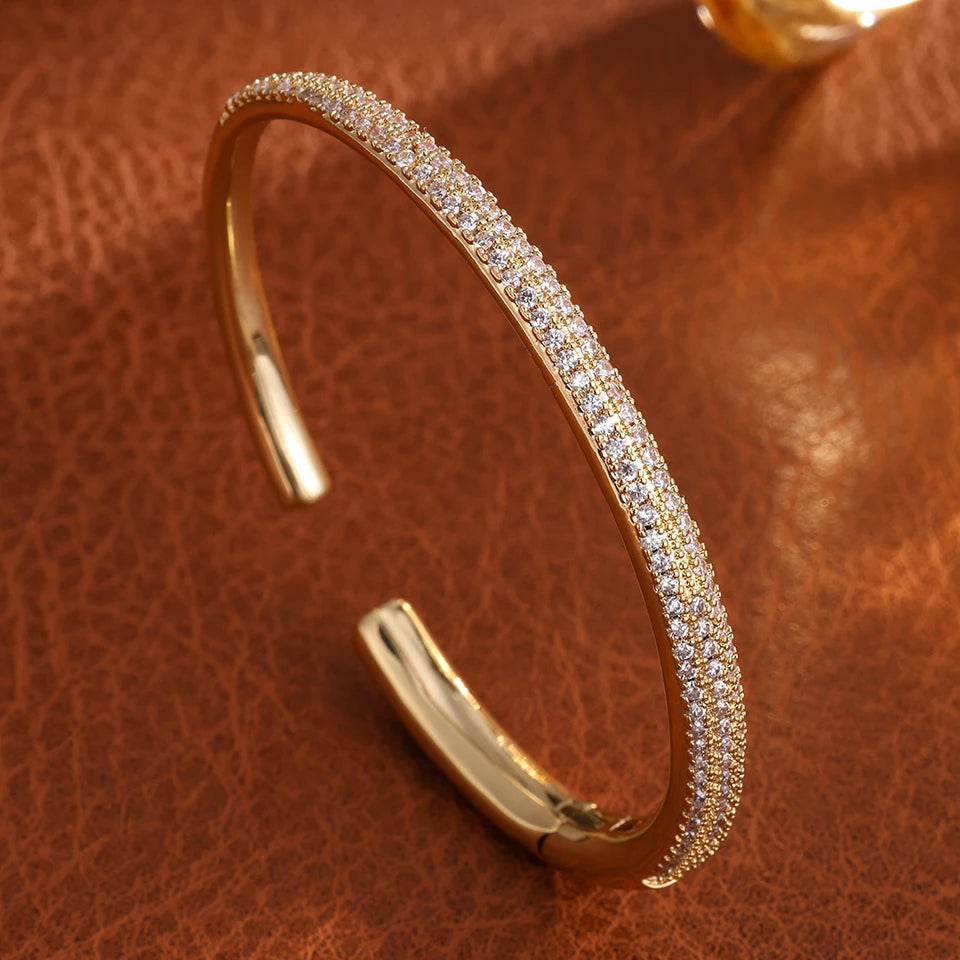 ZAKOL Luxury Elegant Water Drop AAA Cubic Zirconia Open Bracelet for Women Dubai Bridal Wedding Party Jewelry