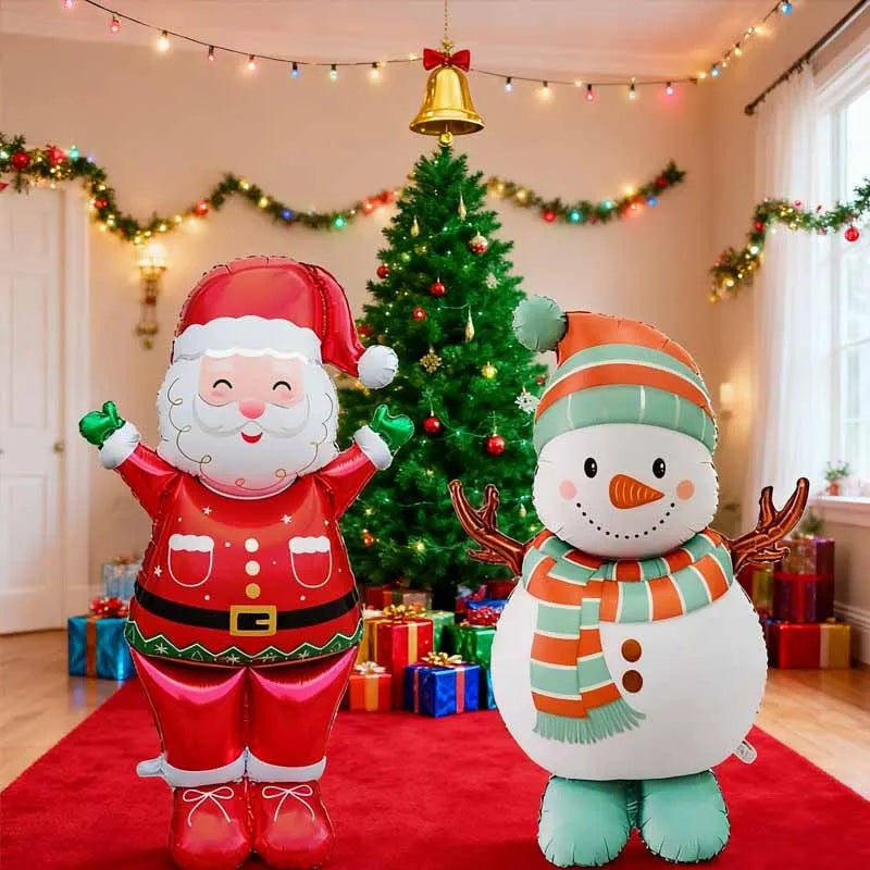 1pc Extra Large Standing Santa Claus Foil Balloon/Christmas Holiday Party Decoration/New Year Birthday Supplies Easter Gift