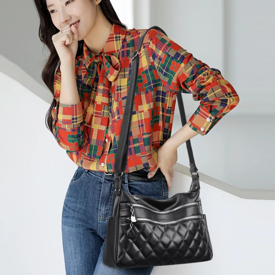 High Quality Shoulder Bags for Women Quilted Soft Leather Crossbody Bag Large Capacity Versatile for Daily Commute Sac New 2026