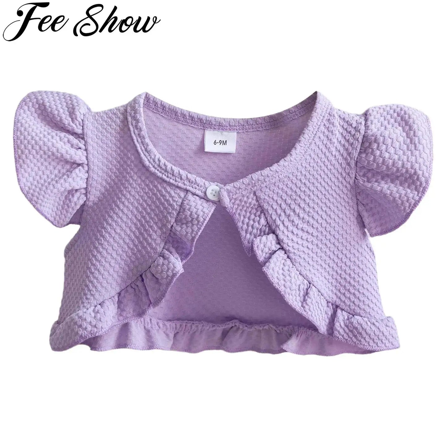 Baby Girl Sweet Summer Cardigan Bolero Jacket Short Fly Sleeve Ruffled Coat Outerwear Toddler Clothes for Wedding Birthday Party