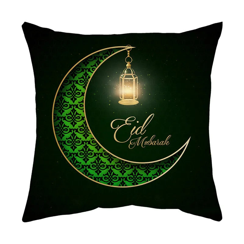 2026 Ramadan Islamic Pillow Cover – Moon & Mosque Design (45×45 cm)