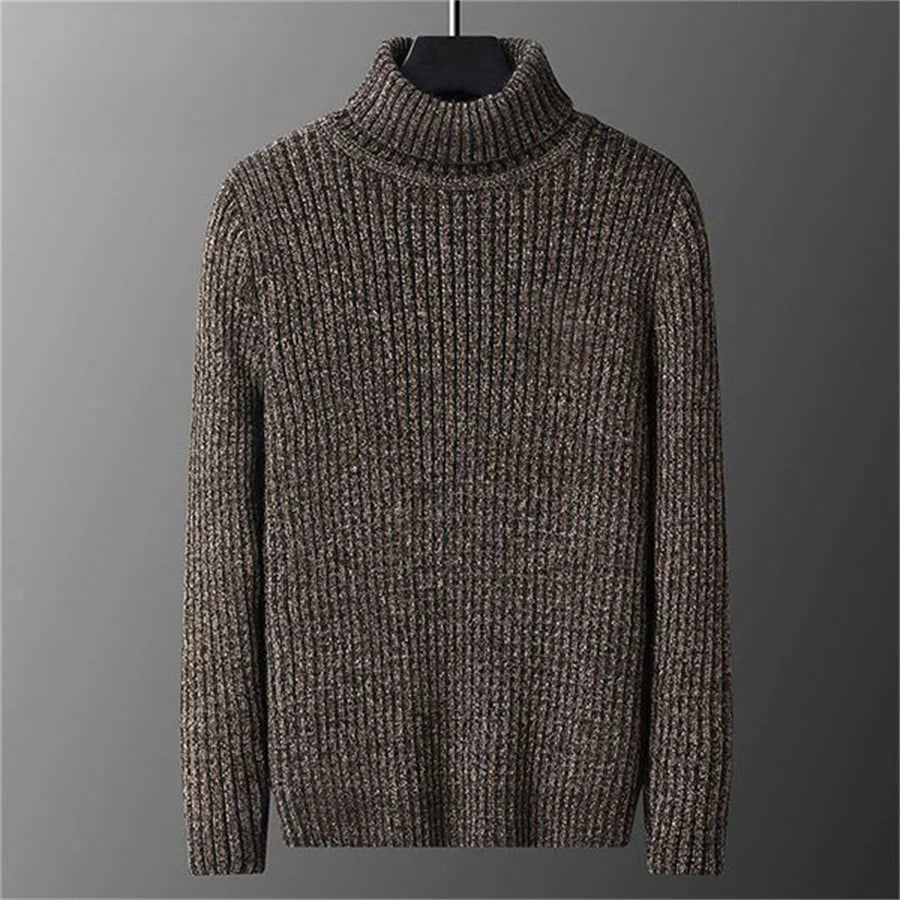 2026 New Men's Thick Warm Sweater Winter Knitted Turtleneck Pullovers Male High Neck Solid Slim Fit Soft Sweaters for Men Tops