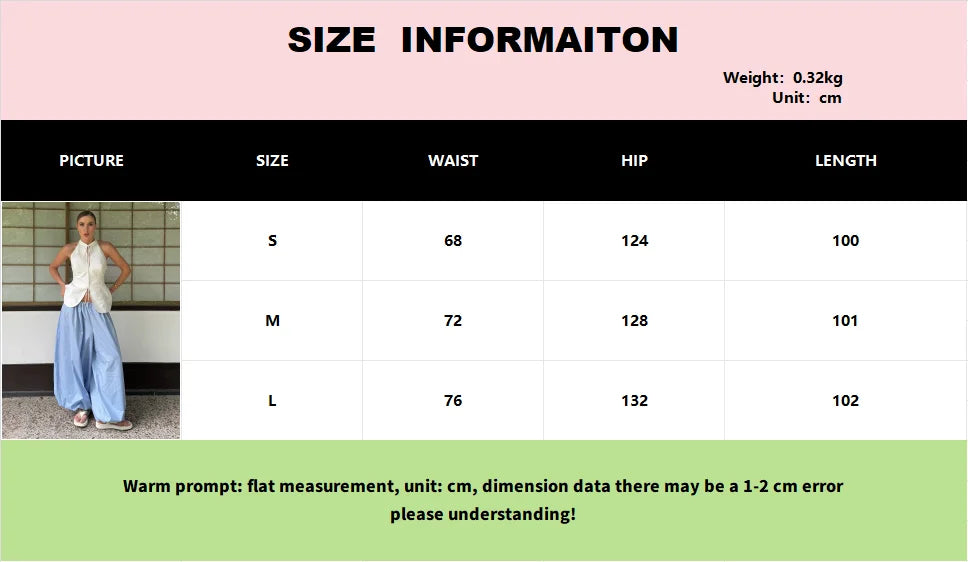 Y2k Fashion Pocket Bloomers Female Trousers Wide Leg Women Pants Pleated Loose High Waist Patchwork Bandage Streetwear