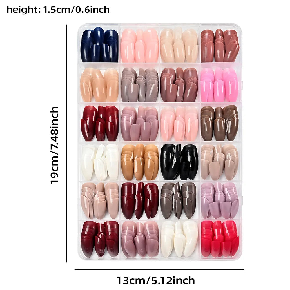 288/576Pcs Short Almond Press On Nails – Mixed Colors أظافر لاصقة قصيرة بشكل لوزي بألوان متنوعة – 288/576 قطعة