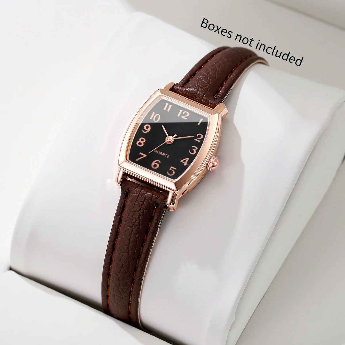 Elegant Tonneau Women Quartz Watch Leather Strap Arabic Dial Fashion Ladies Wristwatches Relogio Feminino（Without Box）
