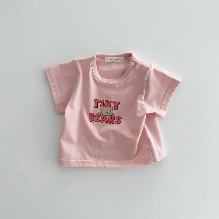 2025 Summer New Baby Short Sleeve T Shirt Cute Bear Print T Shirts For Boy Girl Candy Color Tee Toddler Tops Baby Clothes