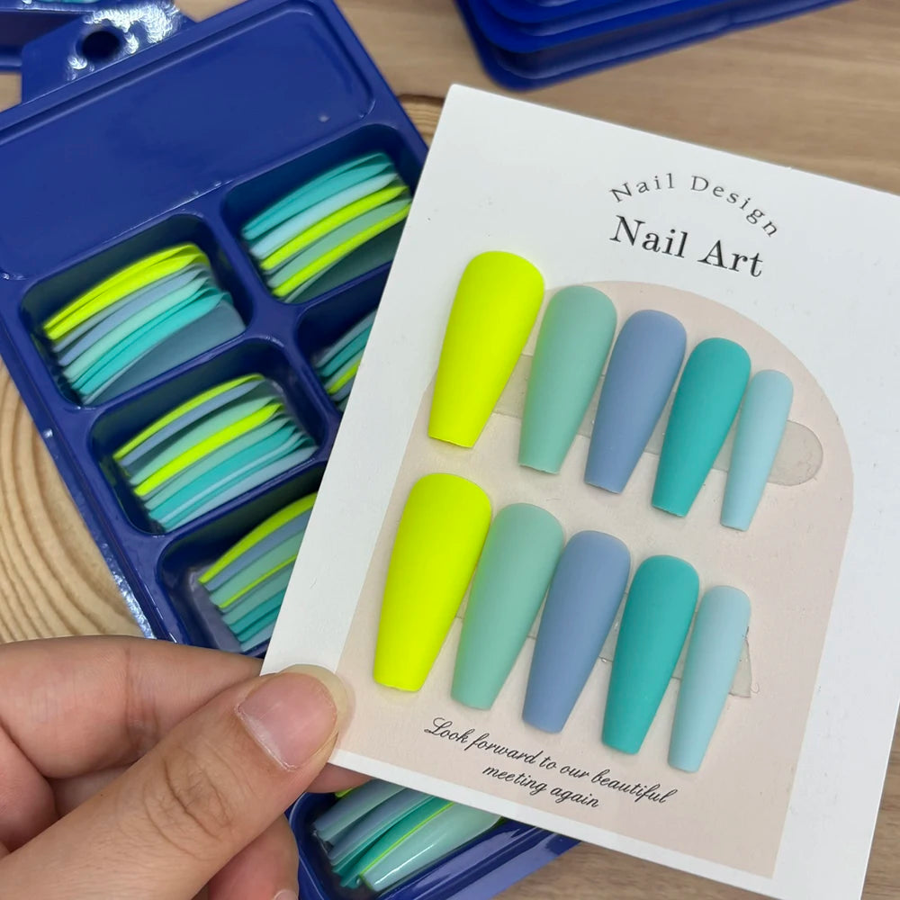 120Pcs Long Coffin False Nails Mixed Color Press On Nails Acrylic Manicure Extension Artificial Square Full Cover Fake Nail Tips