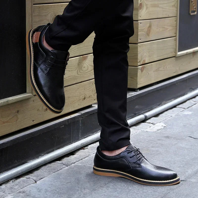 Men’s Genuine Leather Oxford Shoes – Casual Lace-Up Cow Leather (Zapatos Hombre)