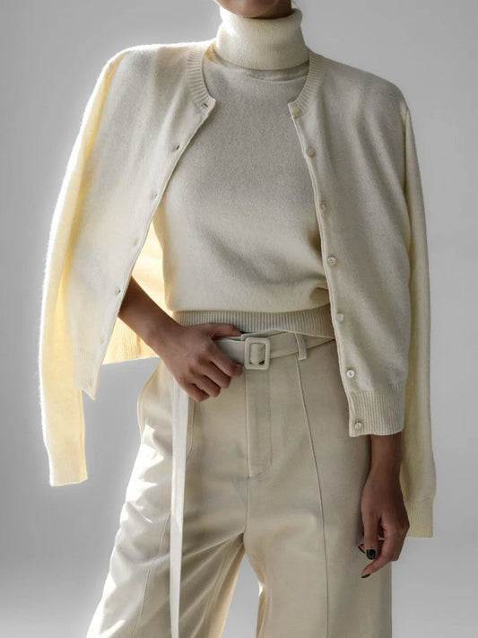 Women Elegant Turtleneck Sleeveless Pullovers Cardigan Sweater Set Chic Soft Knit Fashion Sweaters Sets Autumn Winter Streetwear
