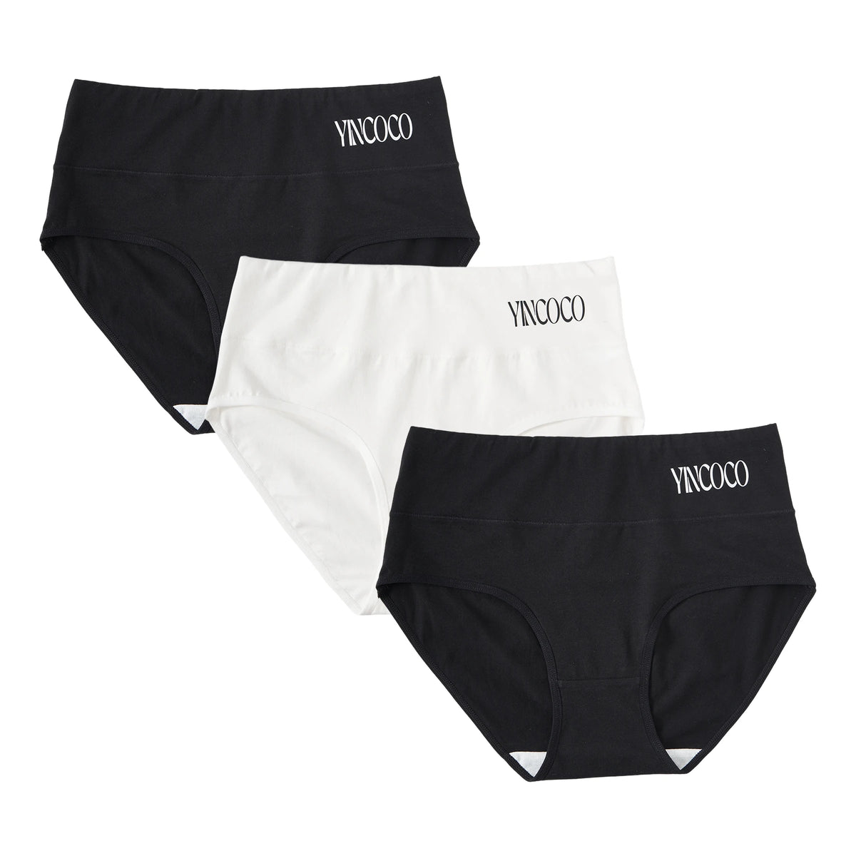 3PCS Soft Breathable Cotton Women's Briefs High Rise Letter Logo Panties Skin-Friendly Daily Ladies Underwear Black White Set