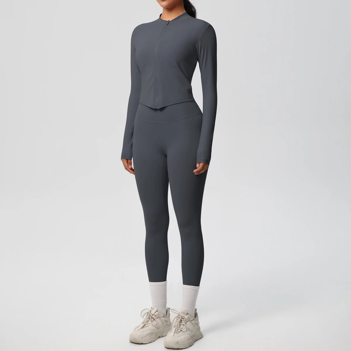 Hot Sale New Yoga Suit for Women Solid Color Yoga Zipper Long Sleeves Slim Casual Jacket Top Quick Drying Fitness Pants Gym Set