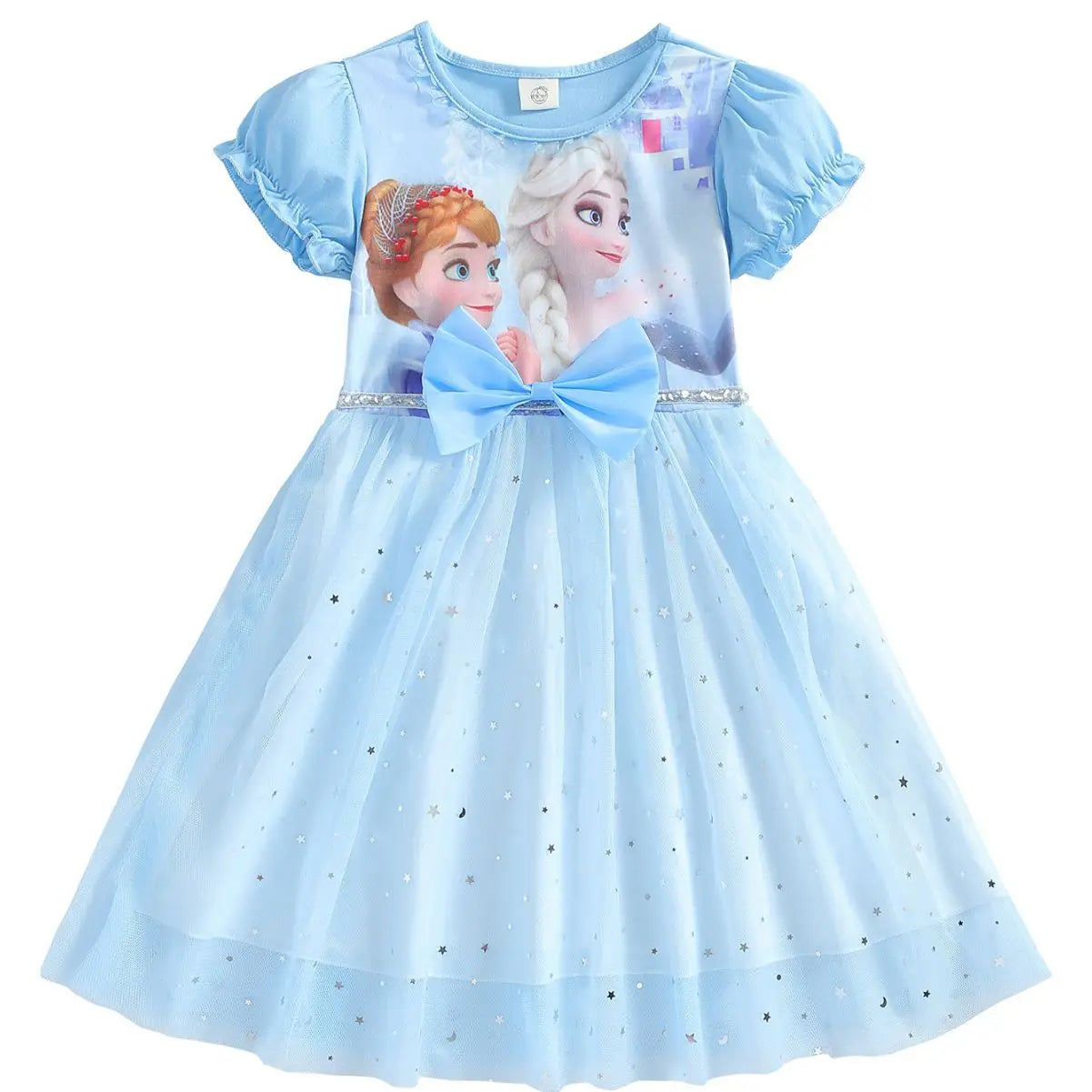 Disney Elsa Princess Dress with Cape Girls Dress Summer Kids Short Sleeve for Children's  2-8Y