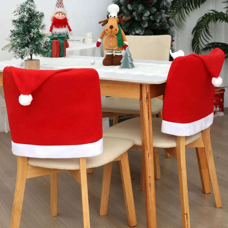 2/4 Pcs Luxury Plush Velvet Chair Covers Red Gold Non-Slip Stretch Fit Easy Clean Holiday Party Dining Room Chair Protector