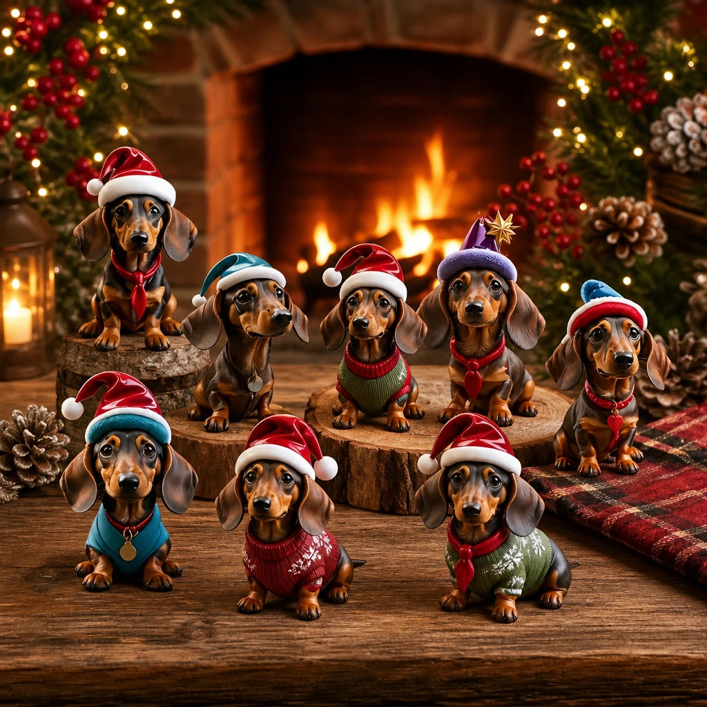 5/10PCS Adorable Sausage Dog Christmas Hanging Ornaments, Xmas Tree Decoration, Holiday Souvenir Gift for Dachshund Pet Parents