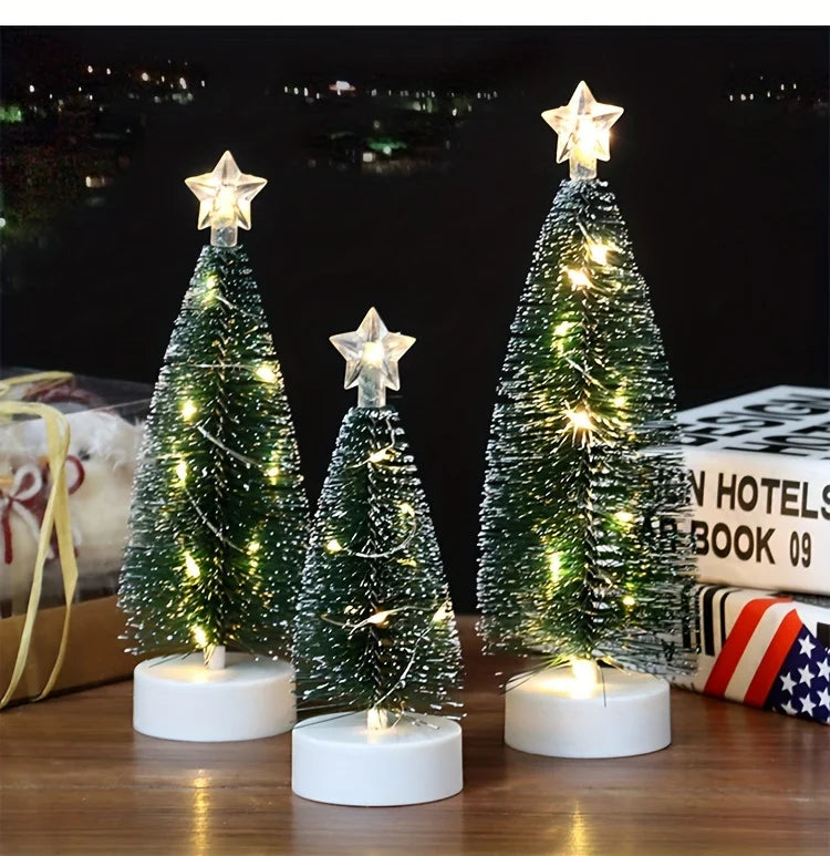 3pcs Large, Medium, And Small Christmas Trees, LED Wire Light Trees, Decorations, Scene Arrangement Additions, Holiday Lighting