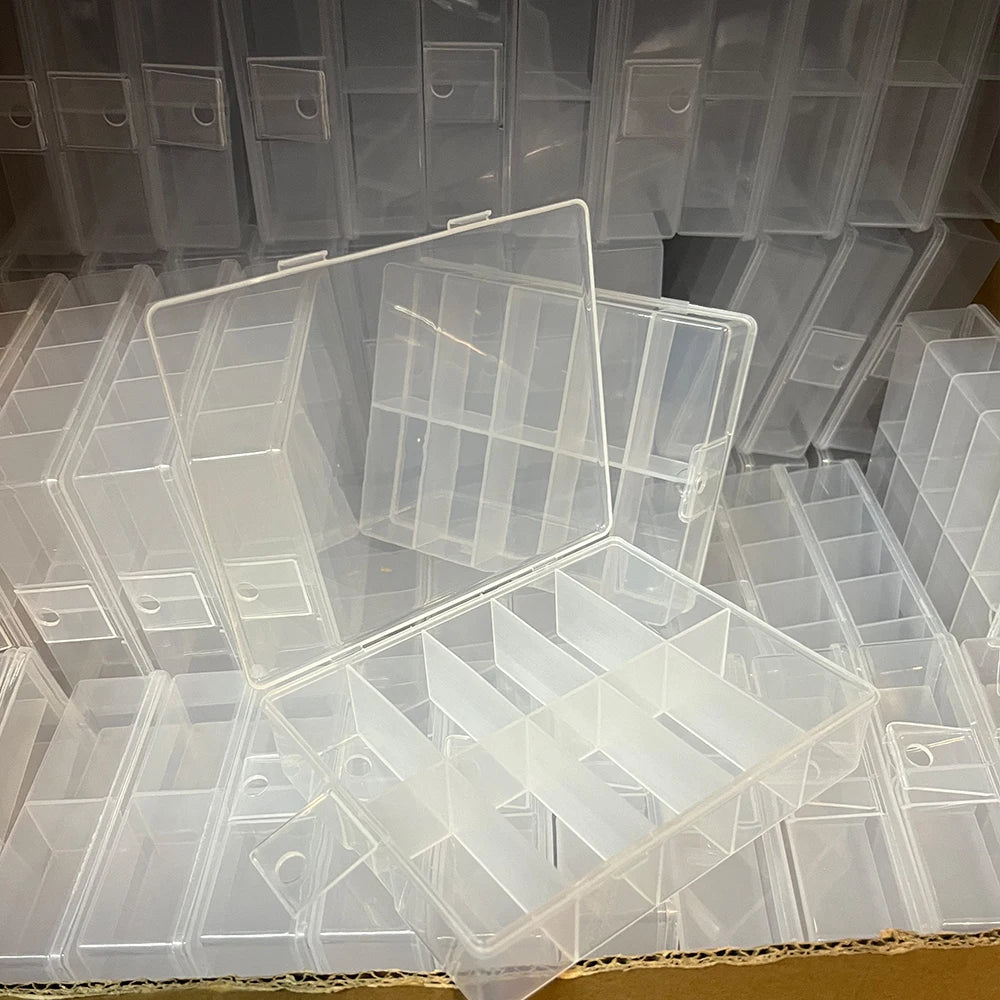 10 Grids Transparent Nail Art Storage Box علبة تخزين شفافة متعددة الأقسام لمستلزمات الأظافر – 10 خانات